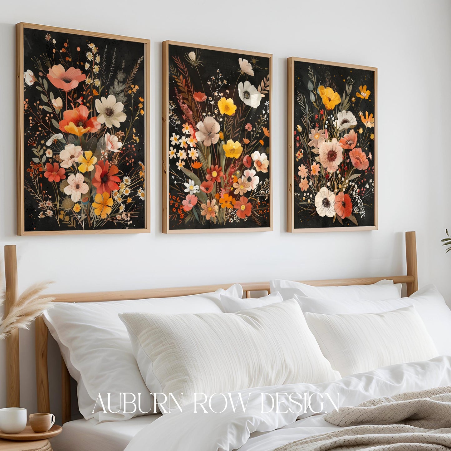 Dark Wildflower Triptych Printable Art Set