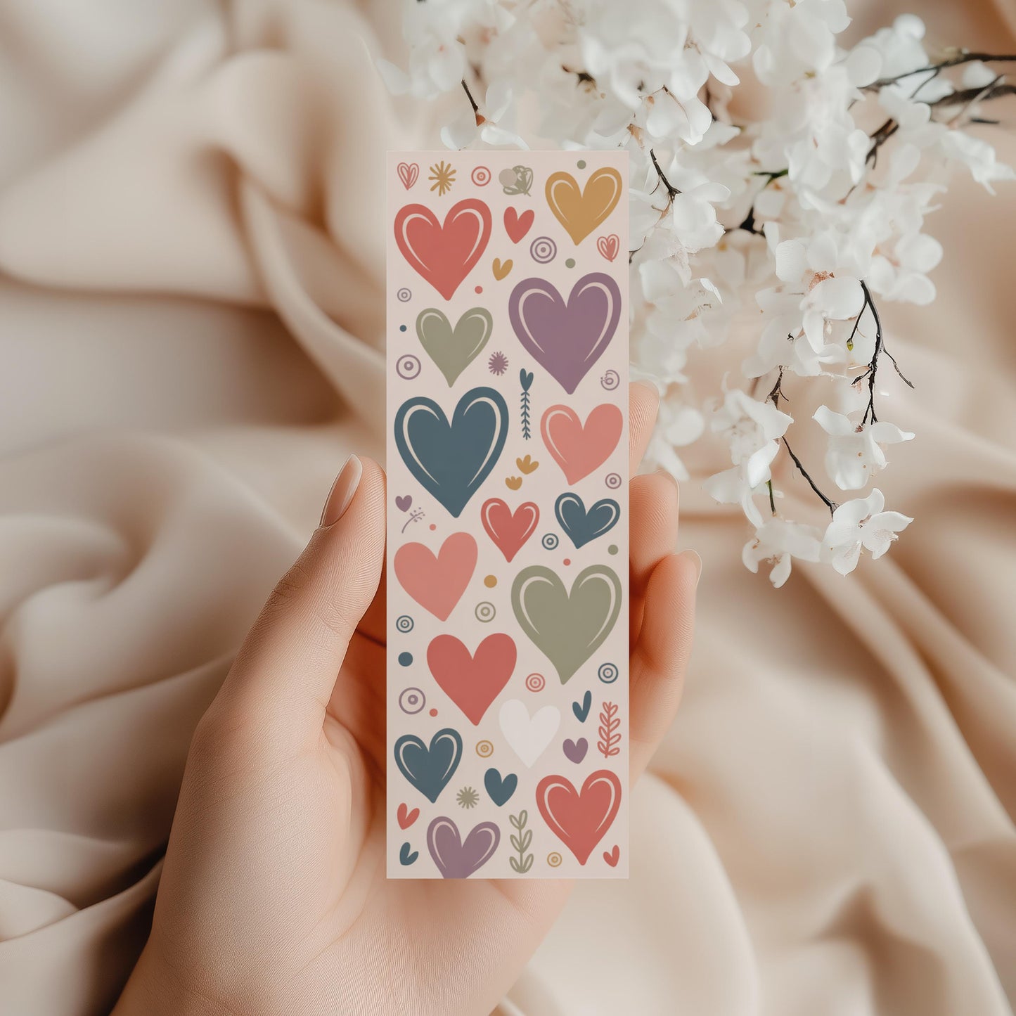 Colorful Heart Pattern Phone Case, Romantic Love Design, Soft Pastel Tones, Elegant Floral Touch