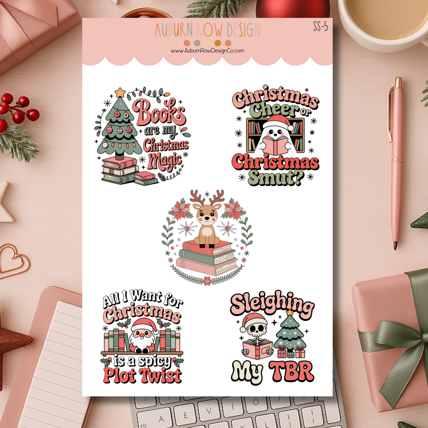 Bookish Christmas Sticker Sheet