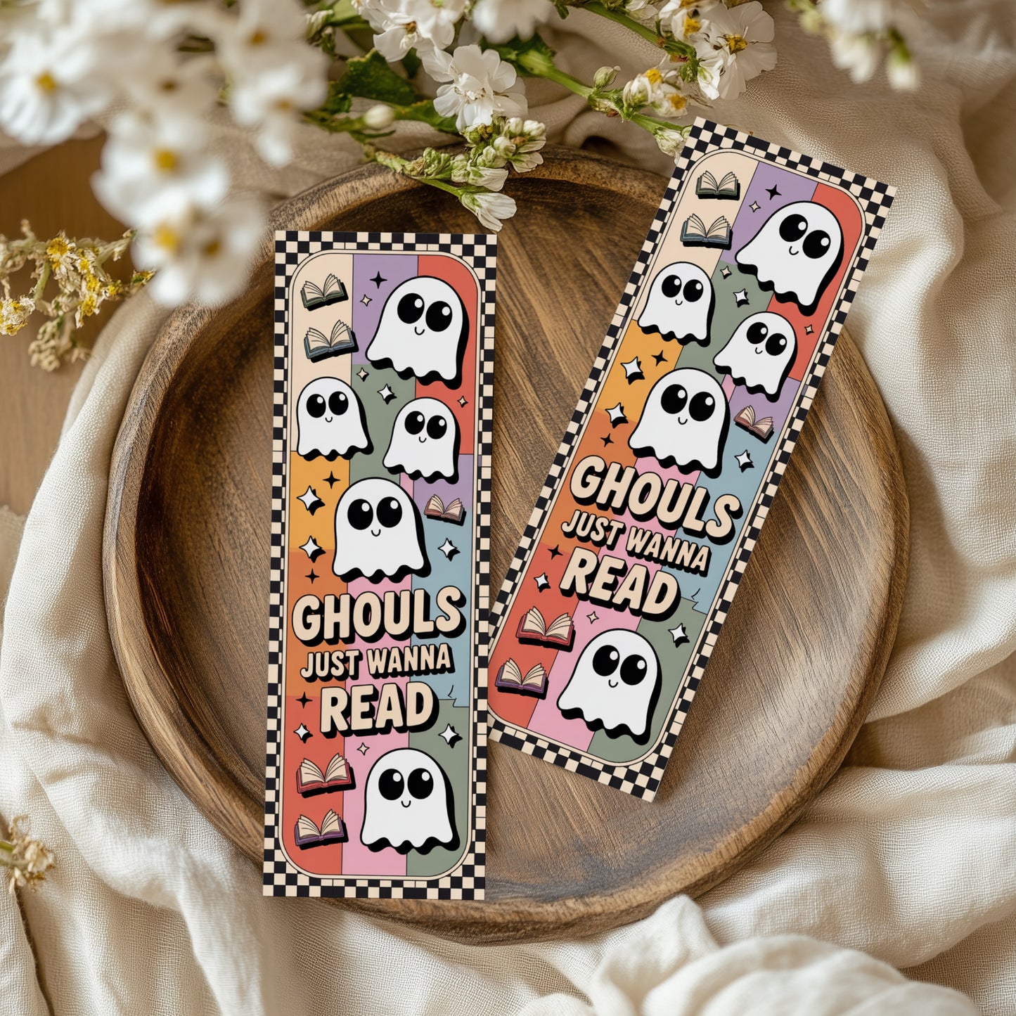 Retro Ghost Halloween Bookmarks