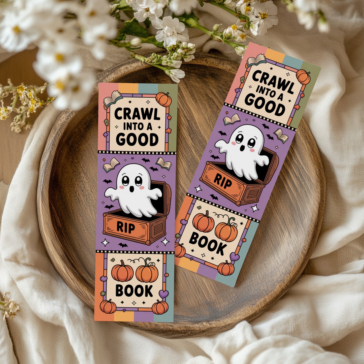 Retro Ghost Halloween Bookmarks