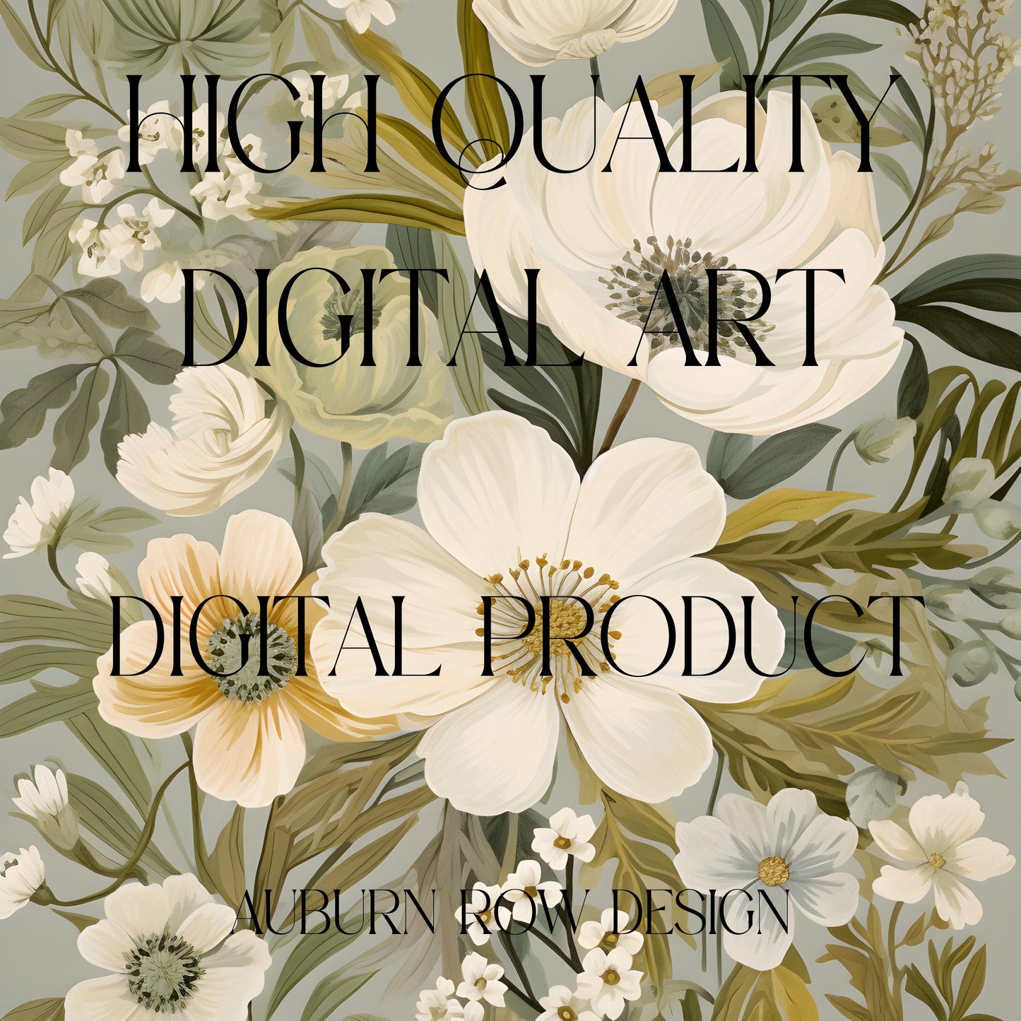 Sage Green Floral Printable Wall Art