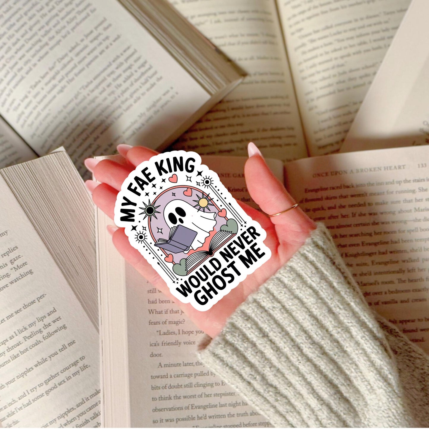 Funny Ghost Sticker, My Leaf King Would Never Ghost Me, Cute Halloween Decal, Book Lover Gift, Unique Spooky Accessory
