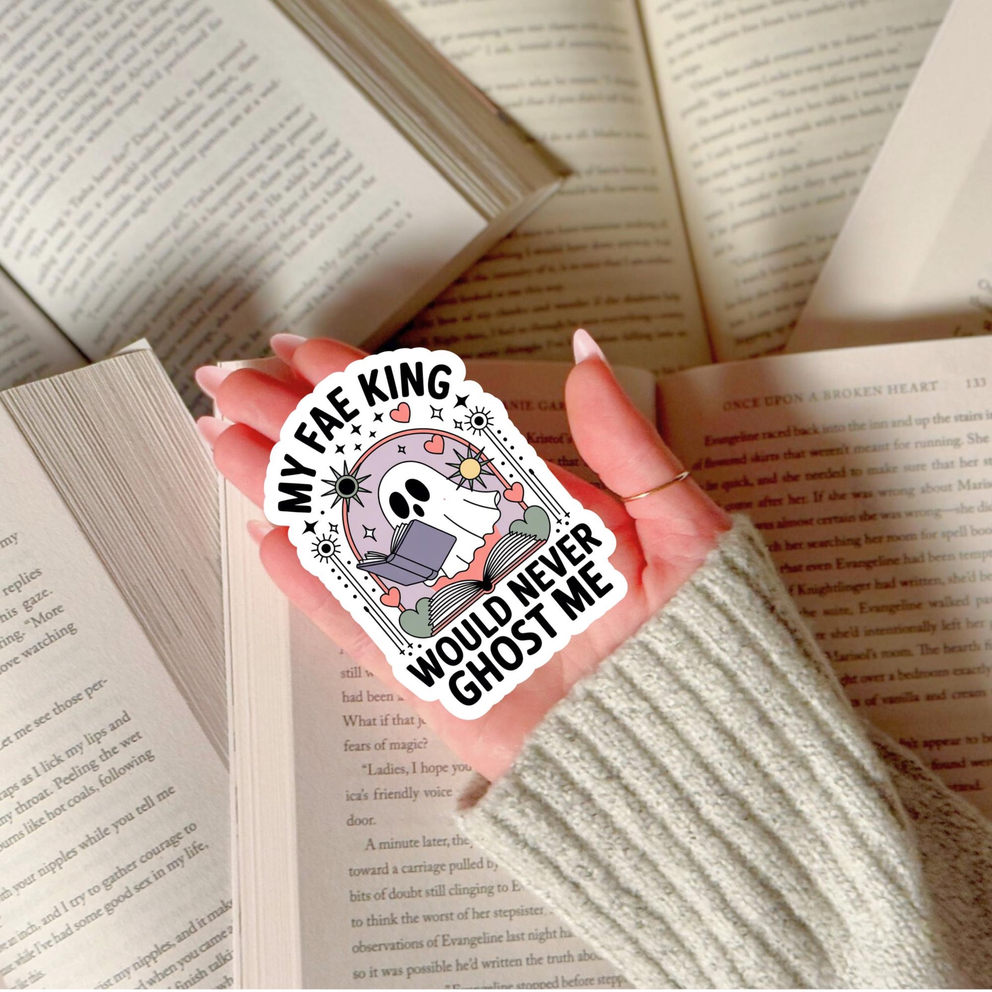 Funny Ghost Sticker, My Leaf King Would Never Ghost Me, Cute Halloween Decal, Book Lover Gift, Unique Spooky Accessory