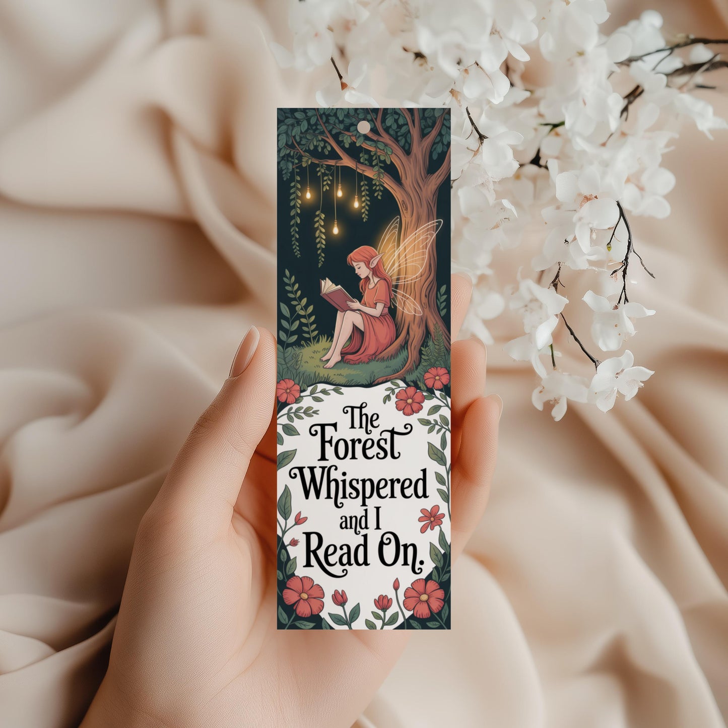 Enchanted Forest Reading Fairy Bookish Metal Bookmark, Fantasy Art Gift for Readers and Book Lovers
