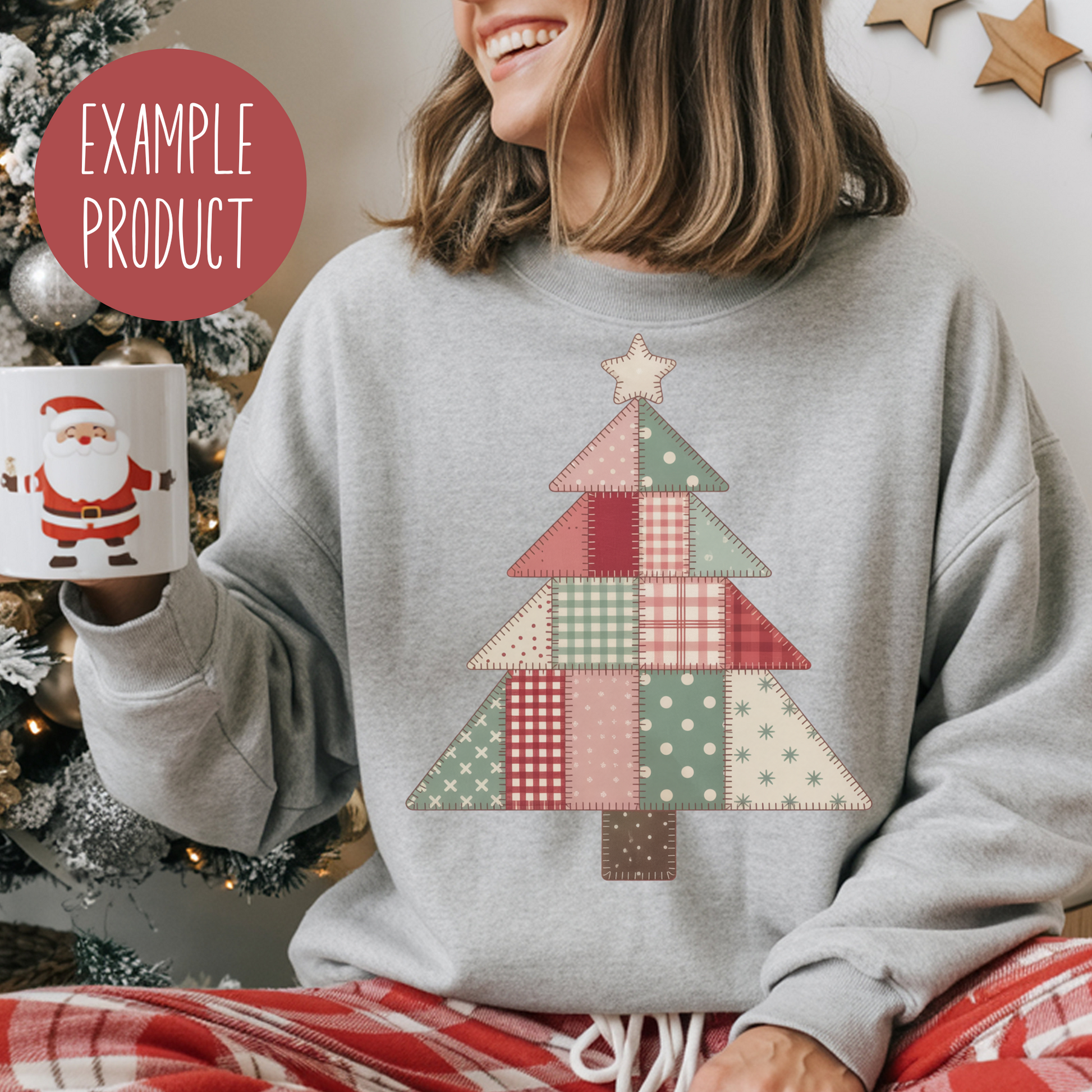 Women's Festive Christmas Tree Sweatshirt, Cozy Holiday Graphic Pullover, Winter Apparel