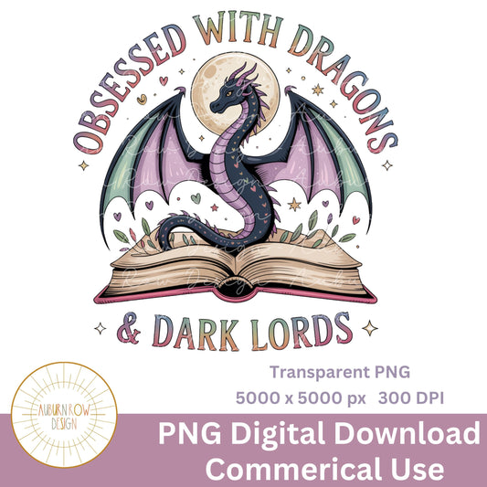 Obsessed with Dragons and Dark Lords Transparent PNG Clipart, Digital Download for Commercial Use