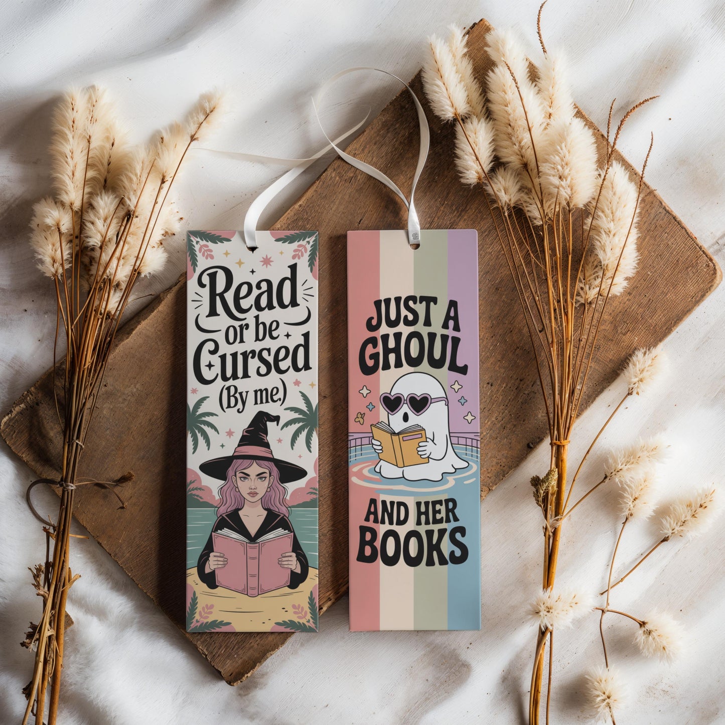 Witchy and Ghoul Themed Bookmarks, Reading Lovers Gift, Spooky Cute Literary Accessory, Set of 2