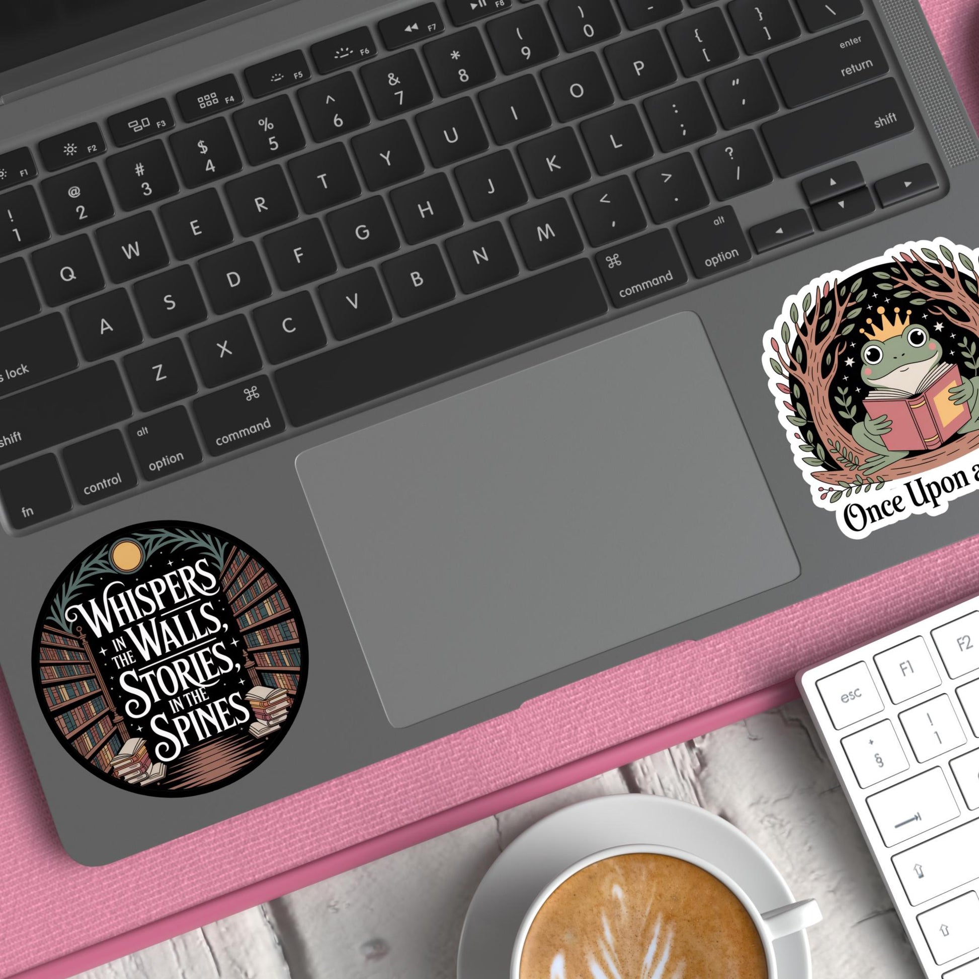 Whispers in Walls Book Themed Laptop Sticker, Vinyl Decal for Writers, Waterproof and Durable, Cute Bookworm Laptop Accessory