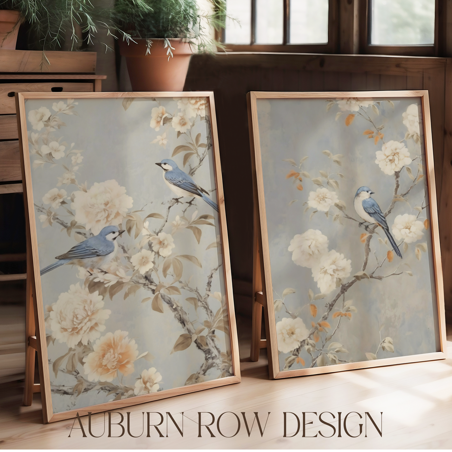 Blue Floral Chinoiserie Wall Print