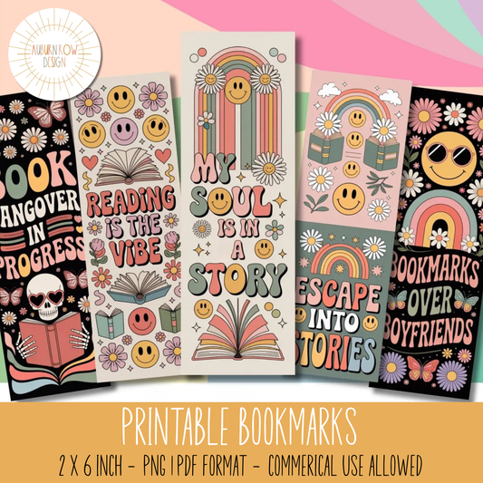 Printable Retro Groovy Bookmarks