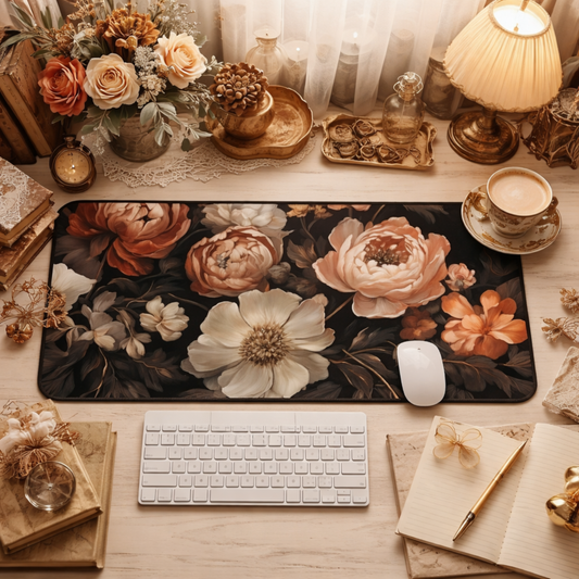 Dark Floral Cottagecore Desk Mat