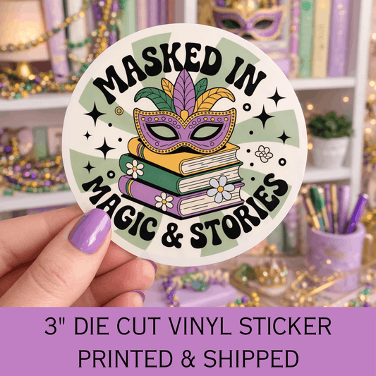 Mardi Gras Bookish Sticker