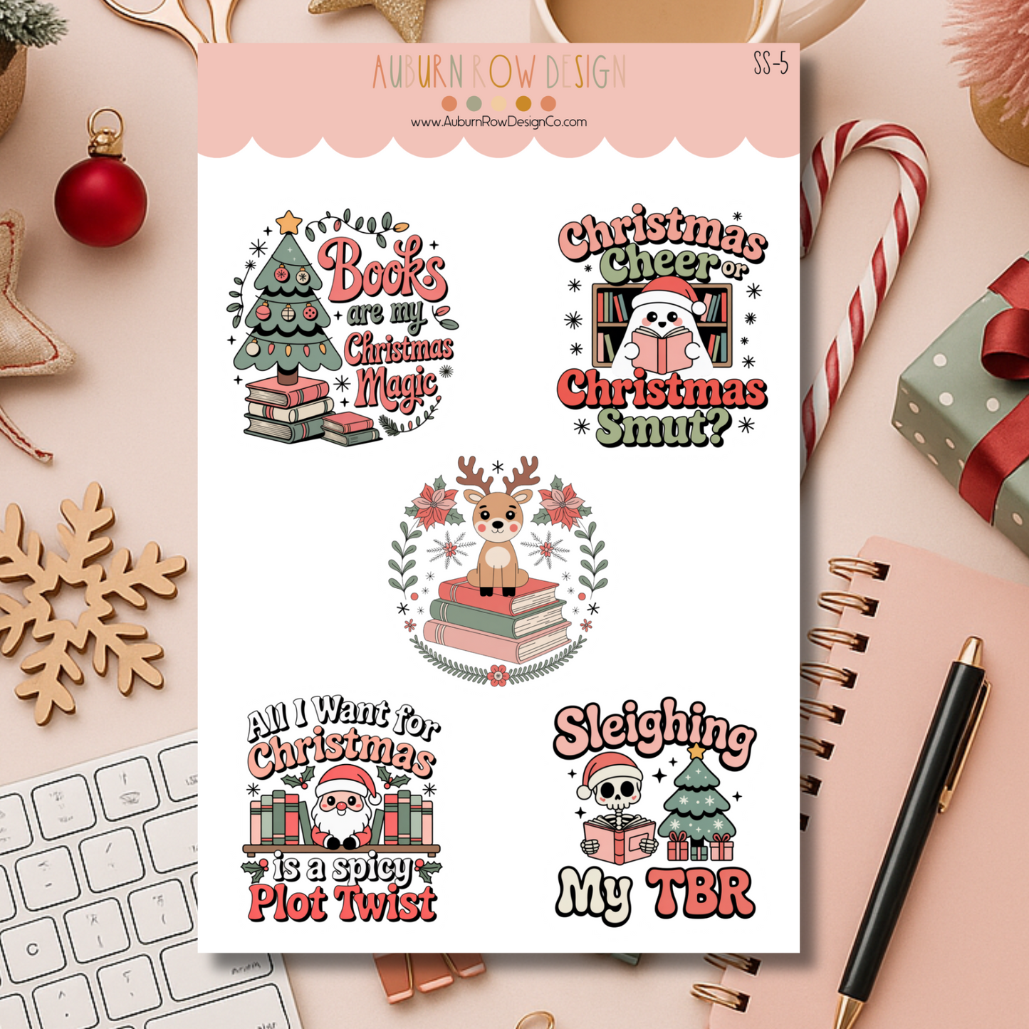 Bookish Christmas Sticker Sheet
