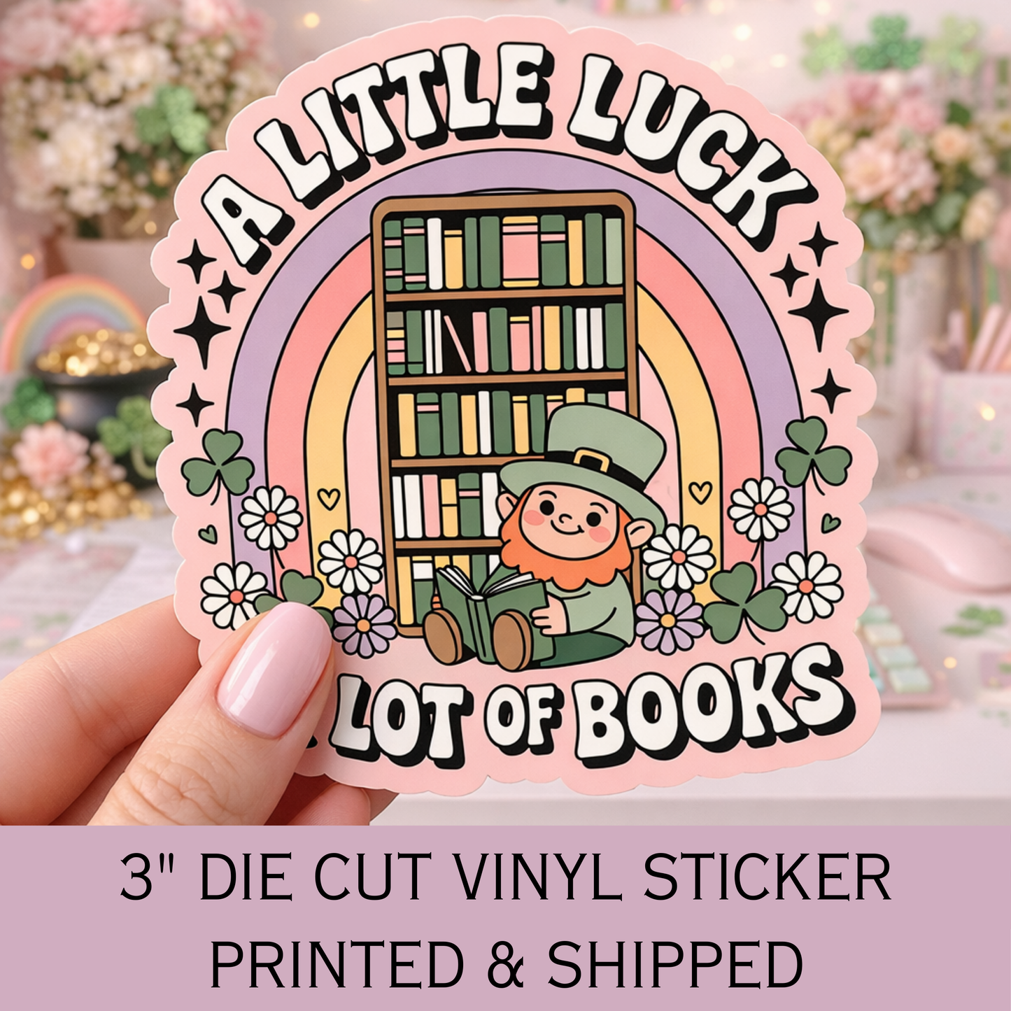 St Patricks Day Reading Die Cut Sticker