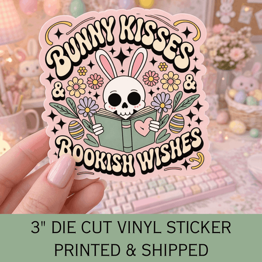 Bunny Kisses Easter Bookish Die Cut Sticker