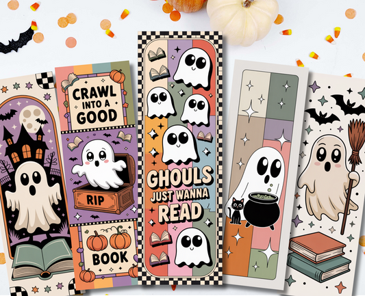 Retro Ghost Halloween Bookmarks