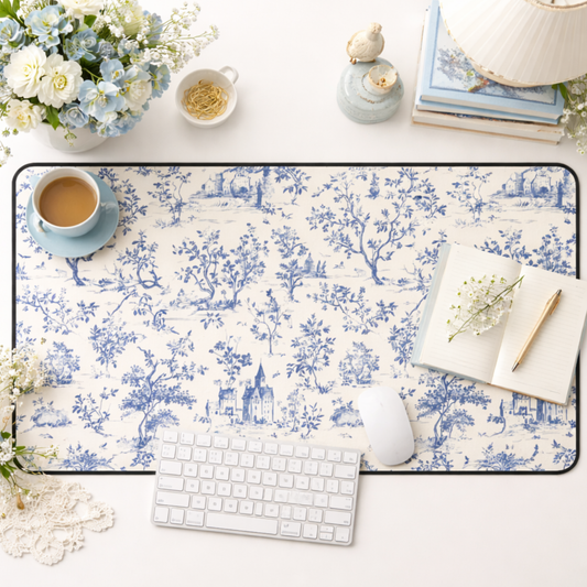Blue Toile de Jouy Desk Mat