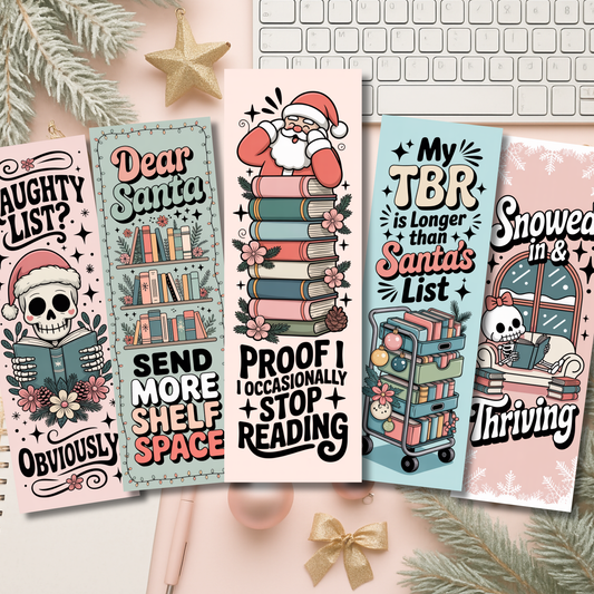 Pastel Christmas Bookmark Set or Individual