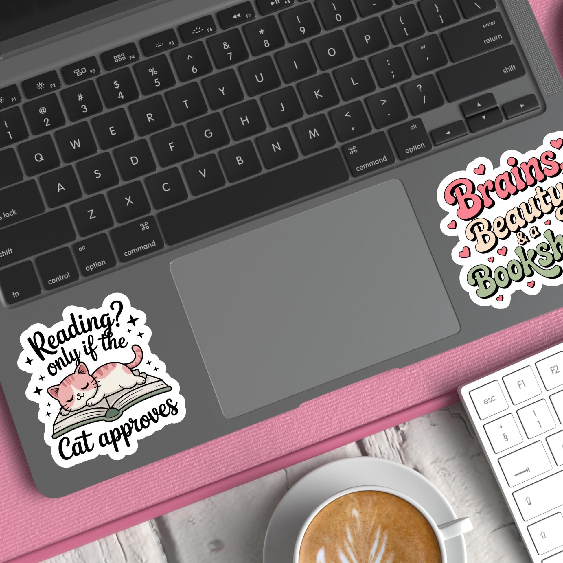 Cute Cat Reading Sticker, Laptop Decal, 'Reading Only If the Cat Approves', Book Lover Gift, Vinyl Sticker, Waterproof, Durable