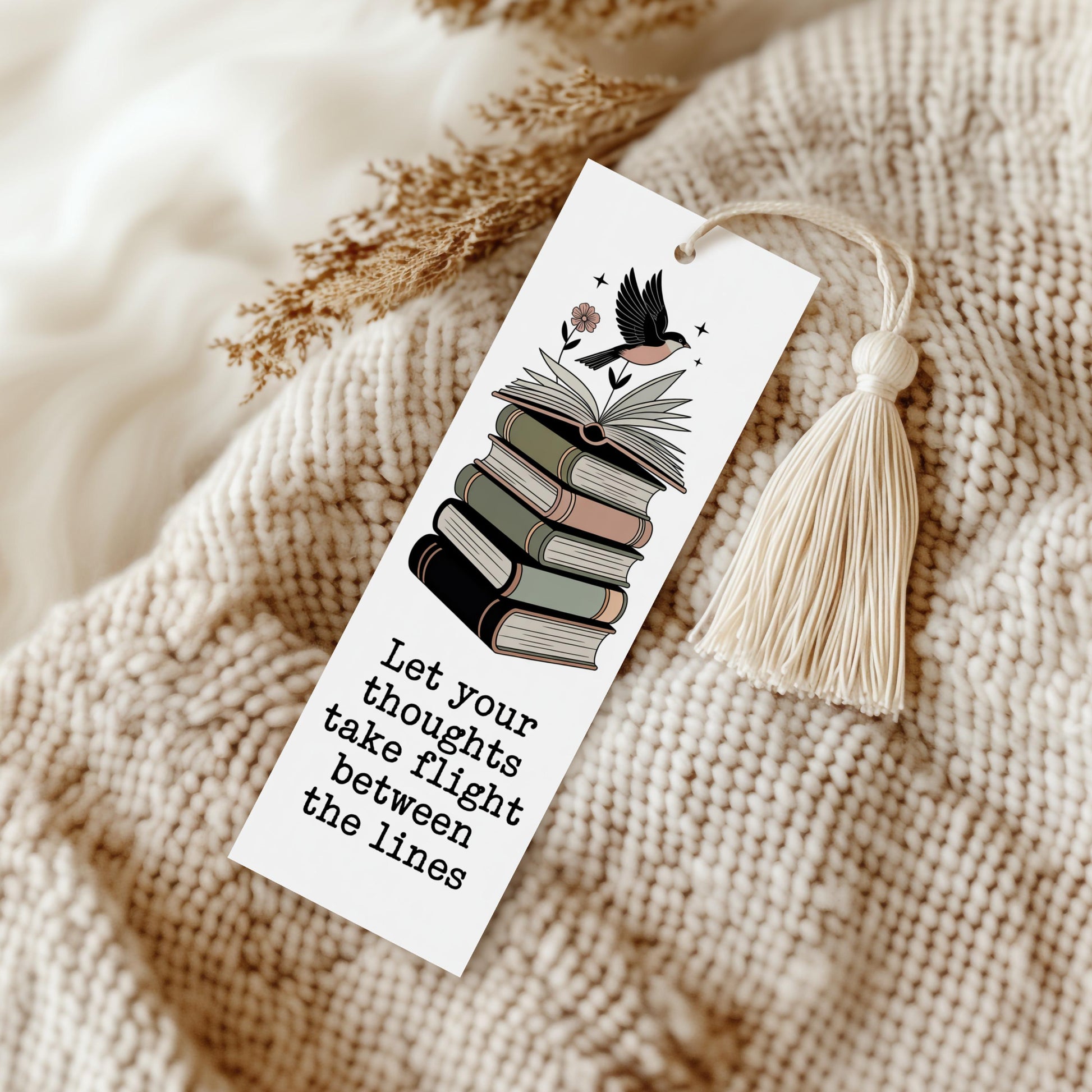 Vintage-Inspired Book Stack Bookmark with Bird Illustration, Literary Gift, Reader's Keepsake, Unique Page Marker, Book Lover Present