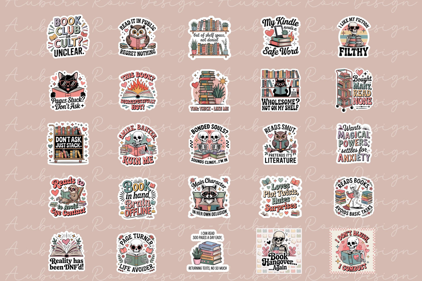Assorted Book Lover Stickers, Reading Quotes, Cute Cat Designs, Waterproof Vinyl, Gift for Bibliophiles