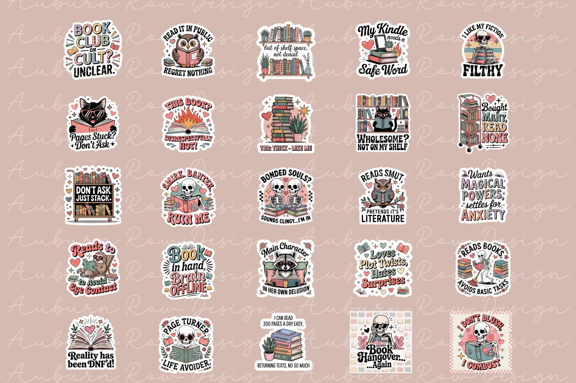 Assorted Book Lover Stickers, Reading Quotes, Cute Cat Designs, Waterproof Vinyl, Gift for Bibliophiles