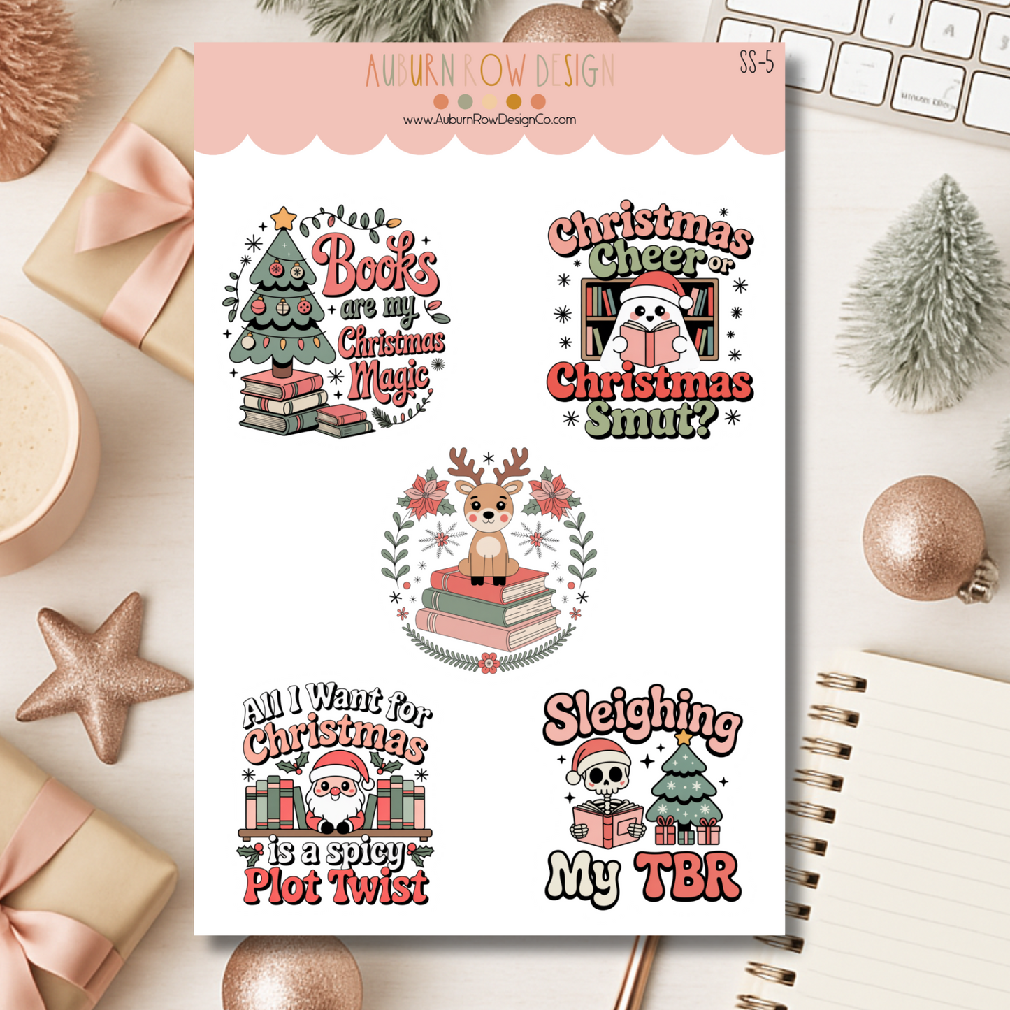 Bookish Christmas Sticker Sheet