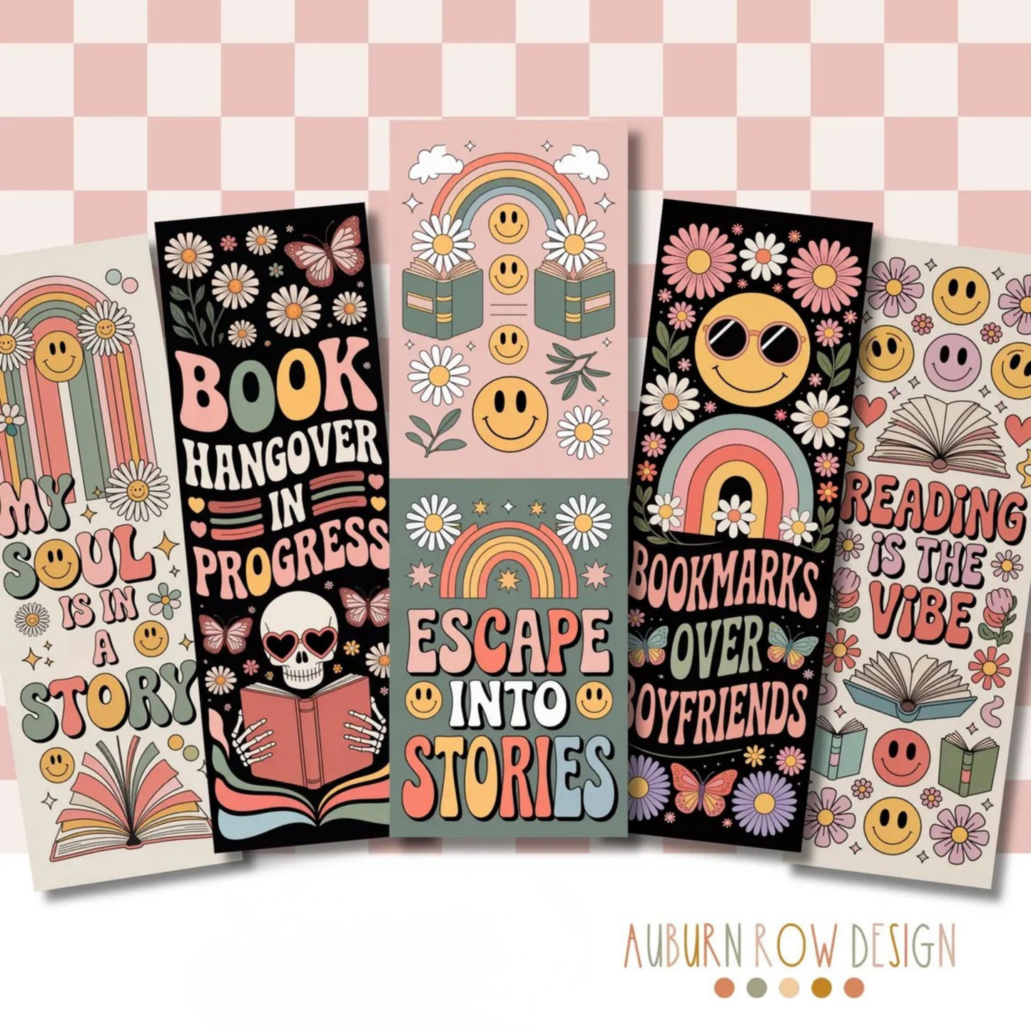Printable Retro Groovy Bookmarks