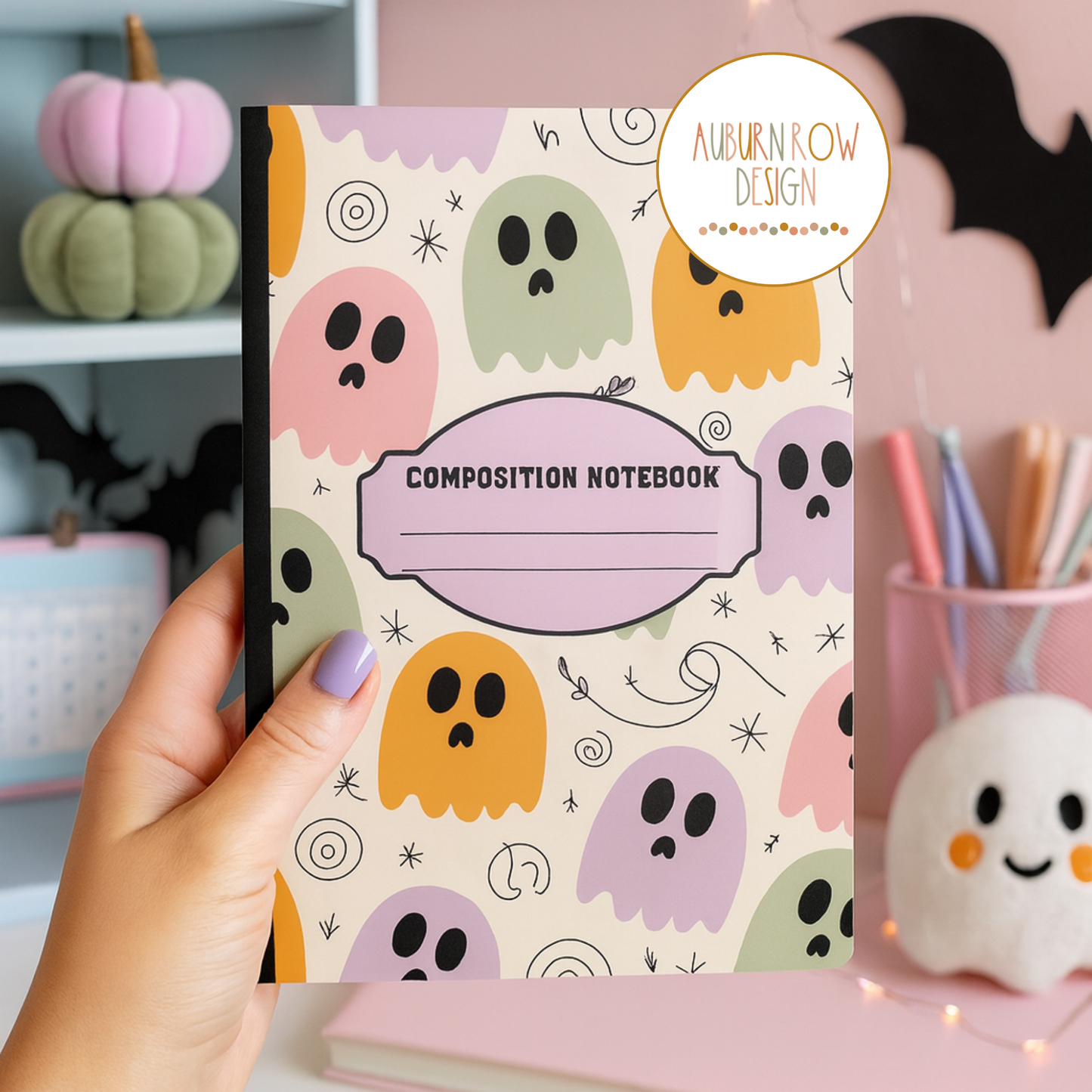 Printable Halloween Composition Notebook Covers - Set of 10