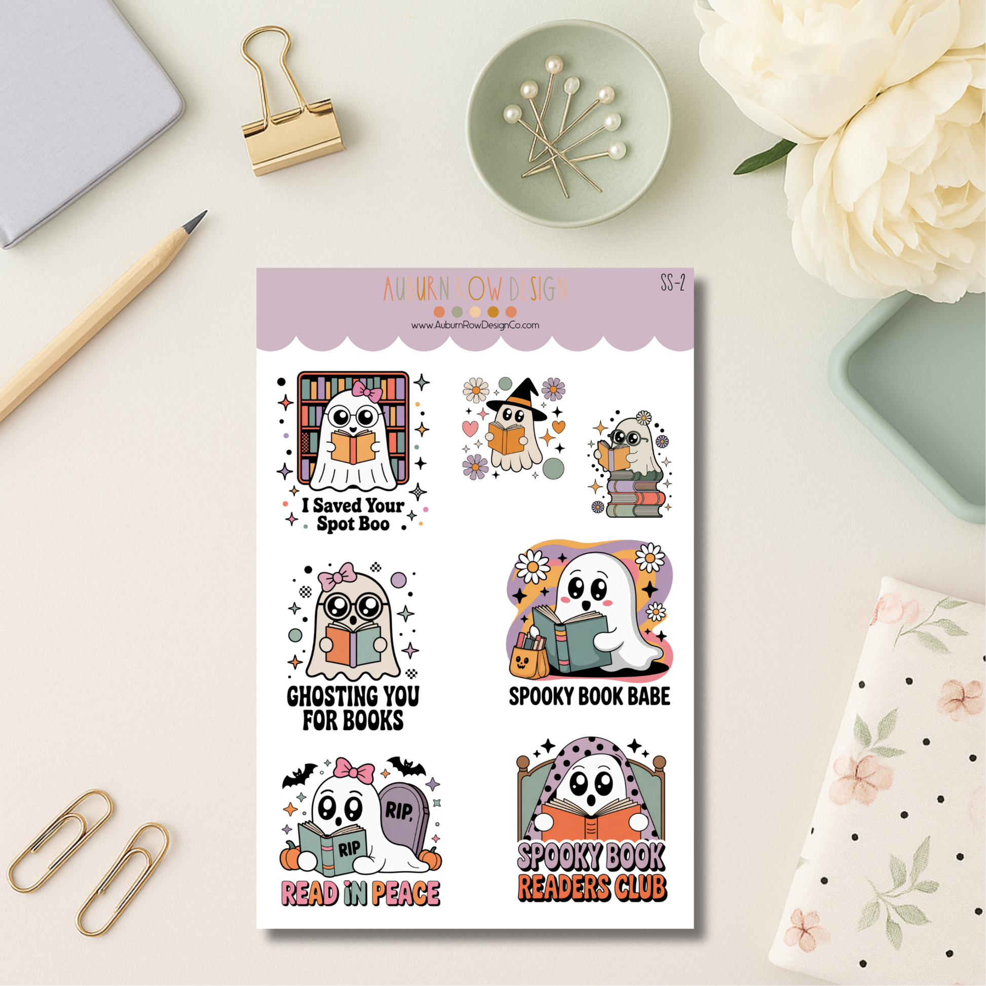 Ghost Bookish Sticker Sheet
