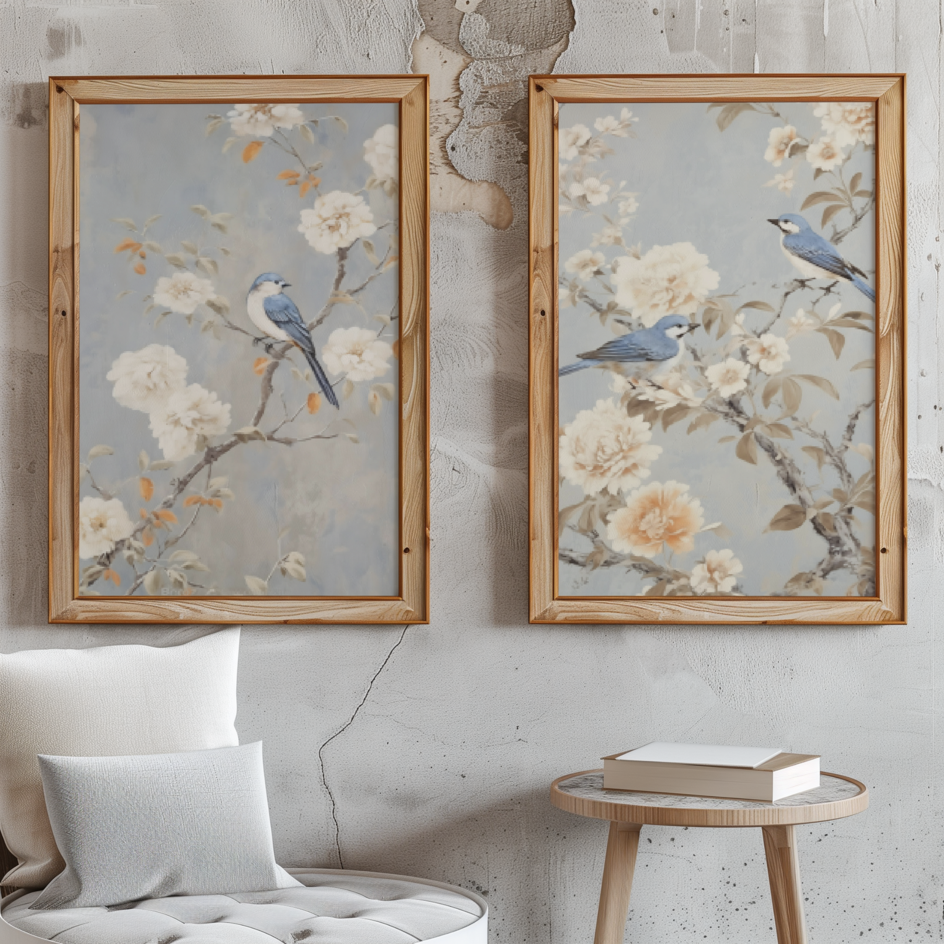 Blue Floral Chinoiserie Wall Print