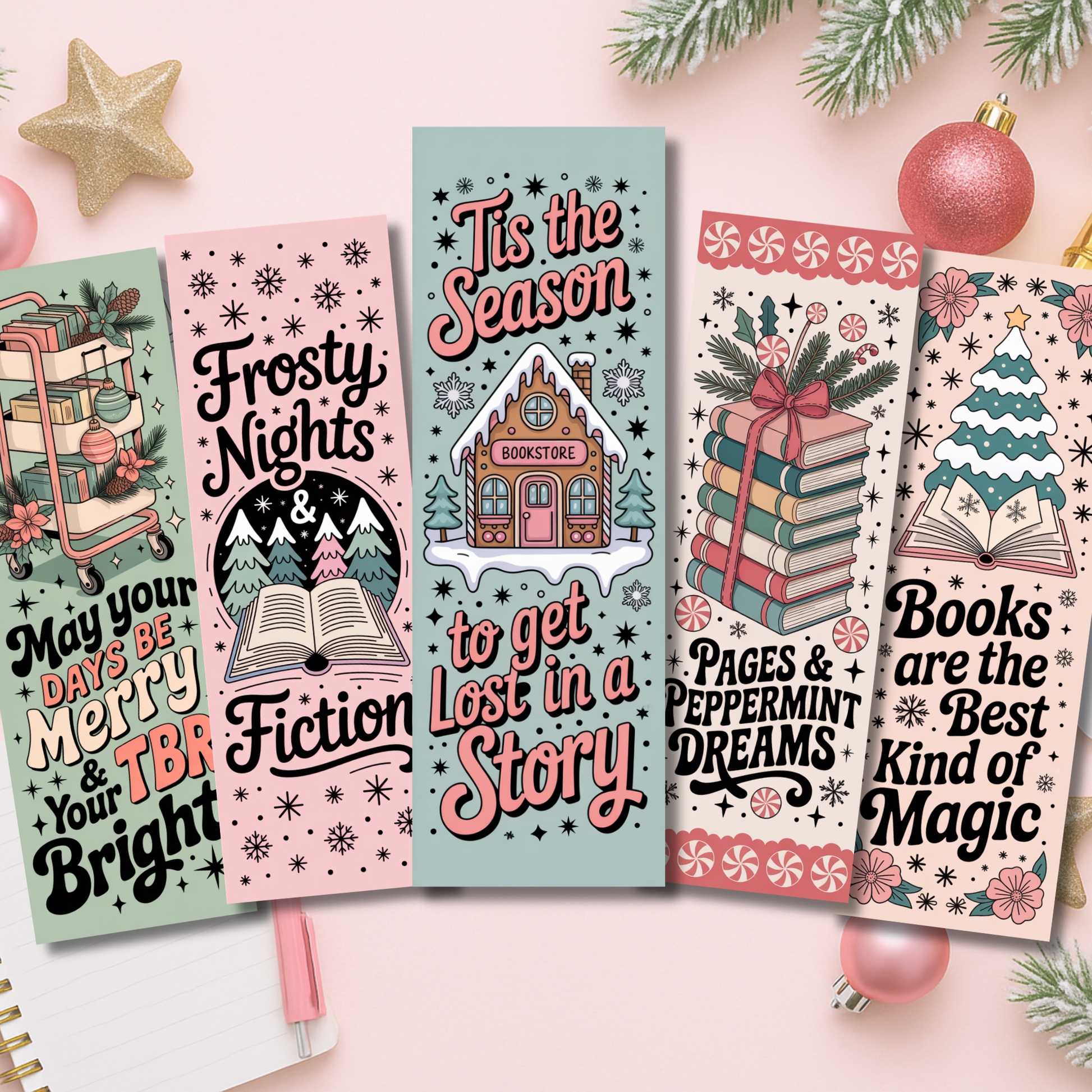 Pastel Christmas Bookmarks