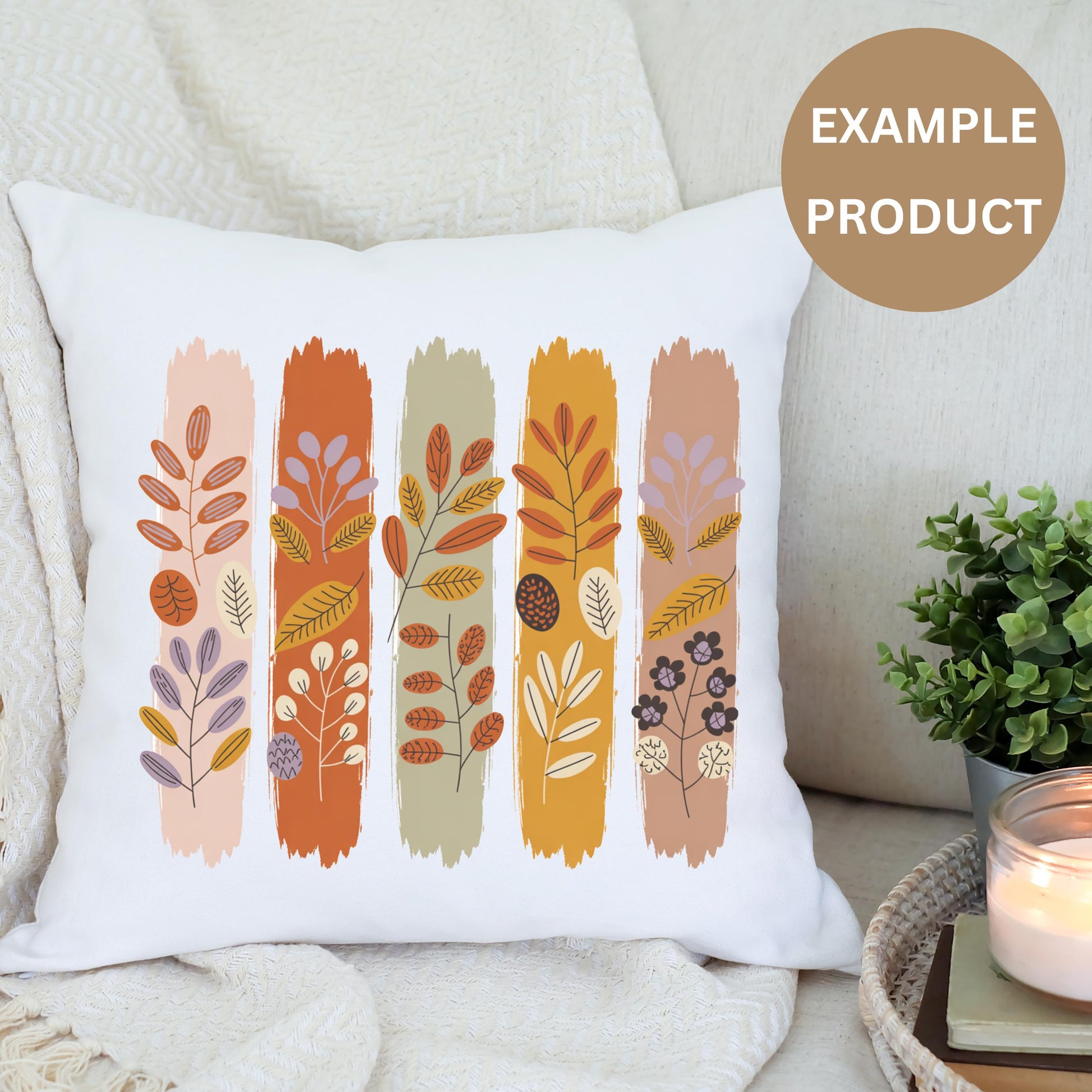 Autumn Leaves Pattern Decorative Throw Pillow, Colorful Fall Home Decor Cushion