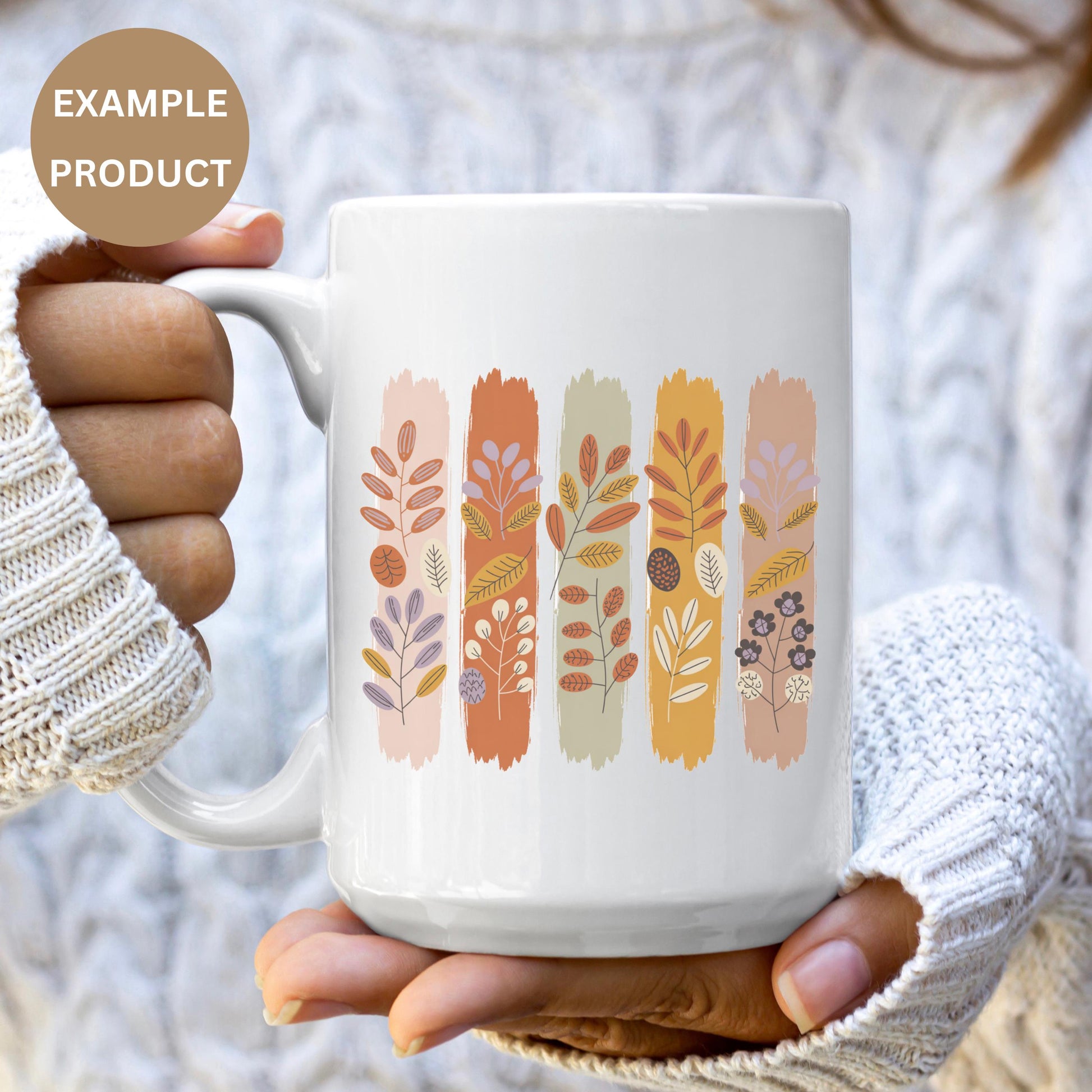Autumn Leaves Coffee Mug, Fall Theme Ceramic Cup, Warm Tones Kitchen Decor, Cozy Beverage Holder