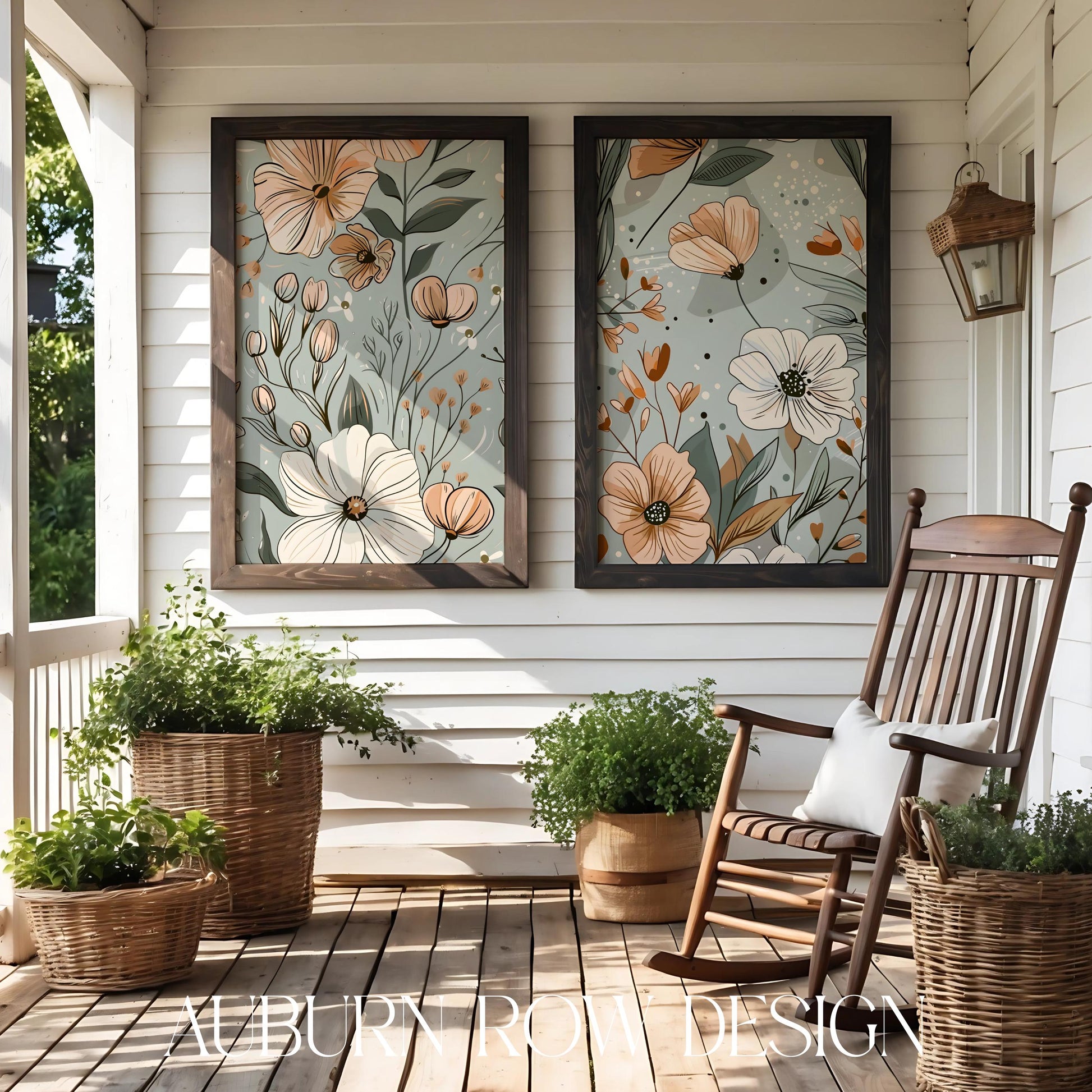 Floral Wall Art Prints Set, Botanical Poster Duo, Home Decor, Modern Flower Artwork for Living Room, Bedroom - Digital Download