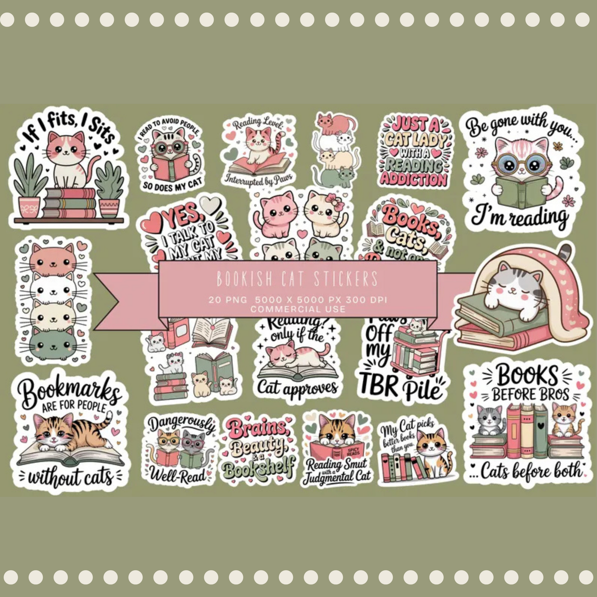 Cute Cat Themed Stickers Set, Bookish Quotes, Reading Motifs, Cat Lovers Gift, Vinyl Waterproof Decals for Crafting and Scrapbooking