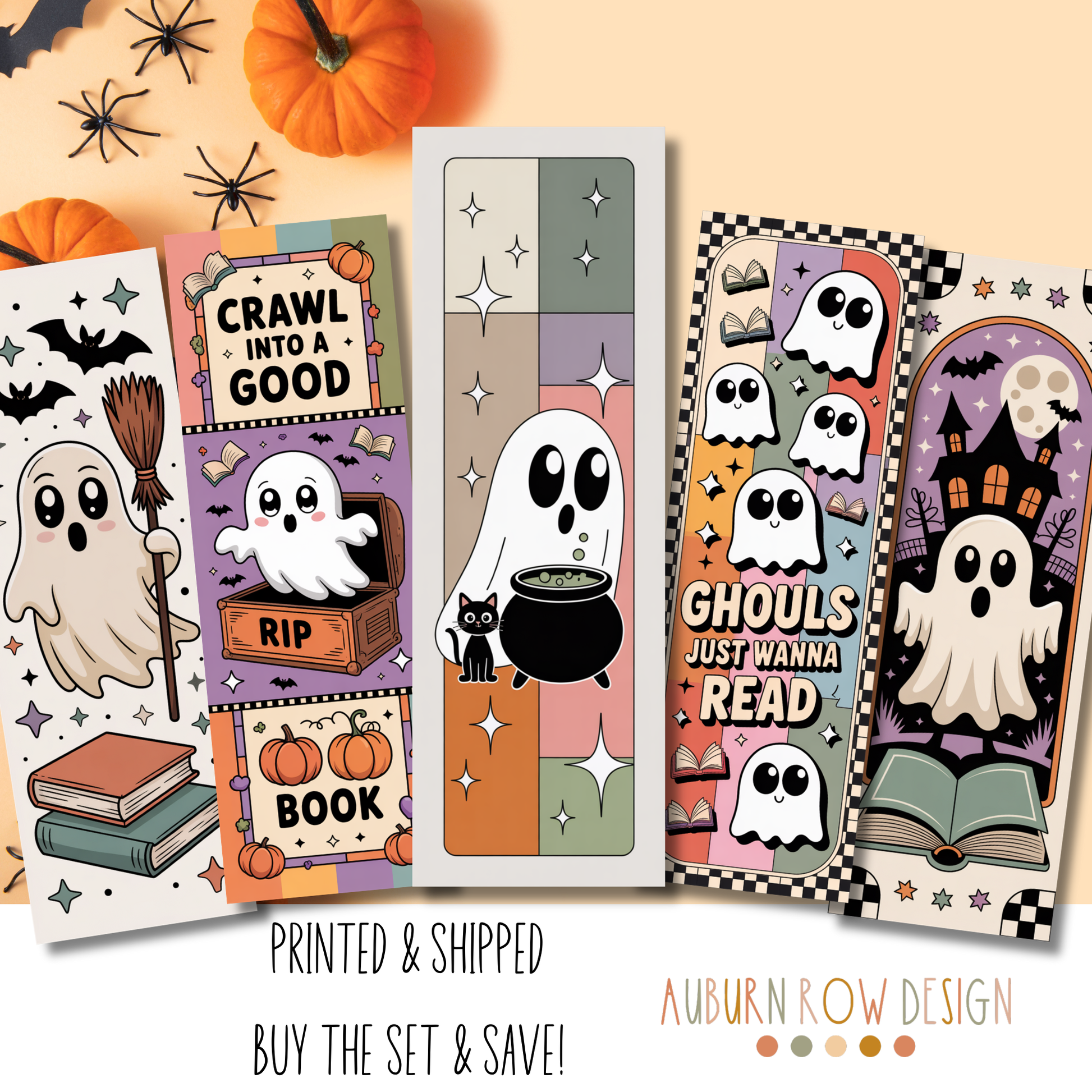 Retro Ghost Halloween Bookmarks
