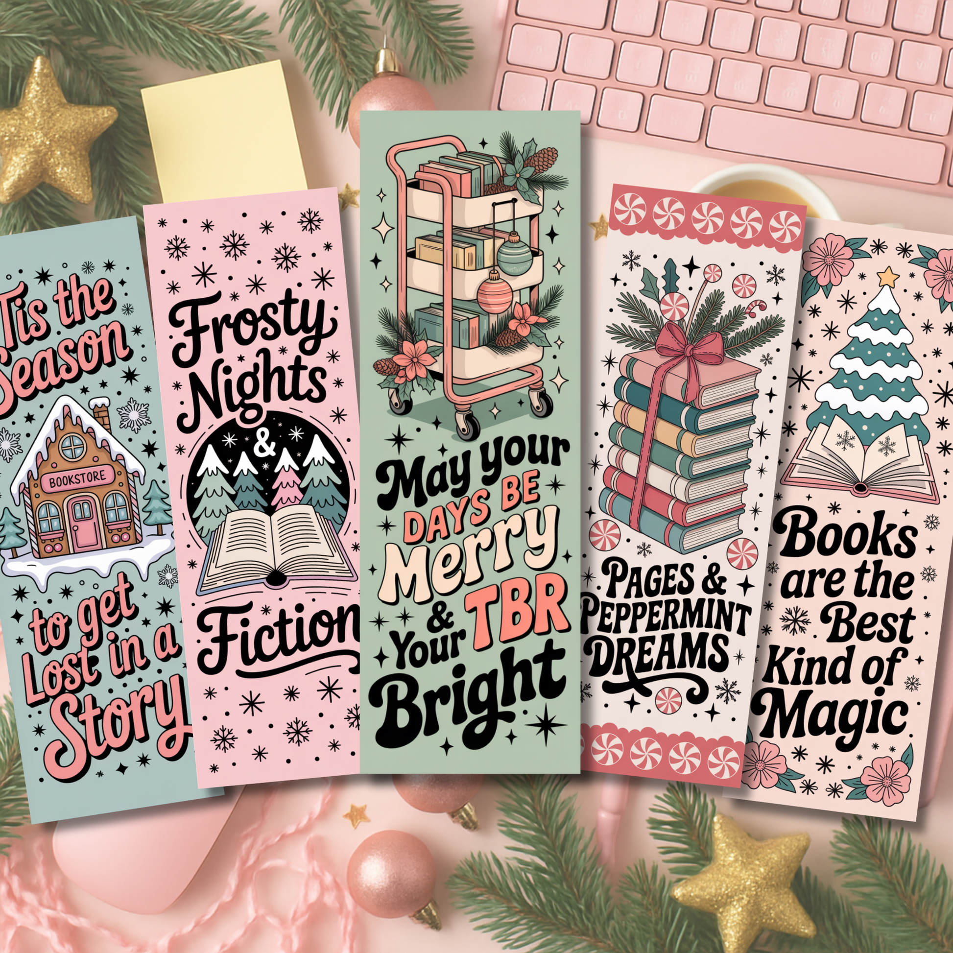 Pastel Christmas Bookmarks
