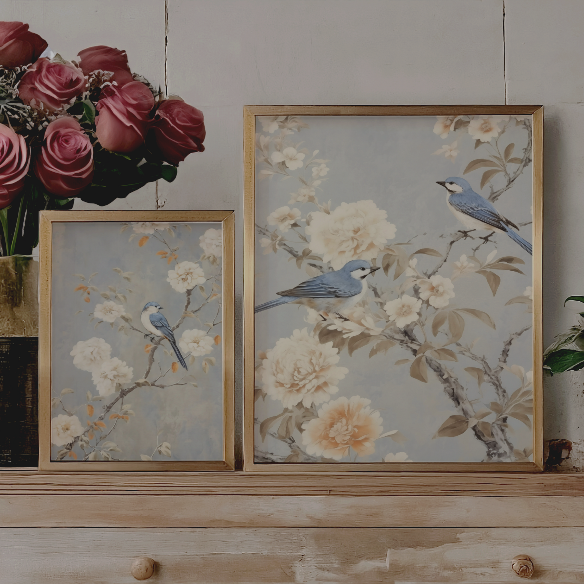 Blue Floral Chinoiserie Wall Print