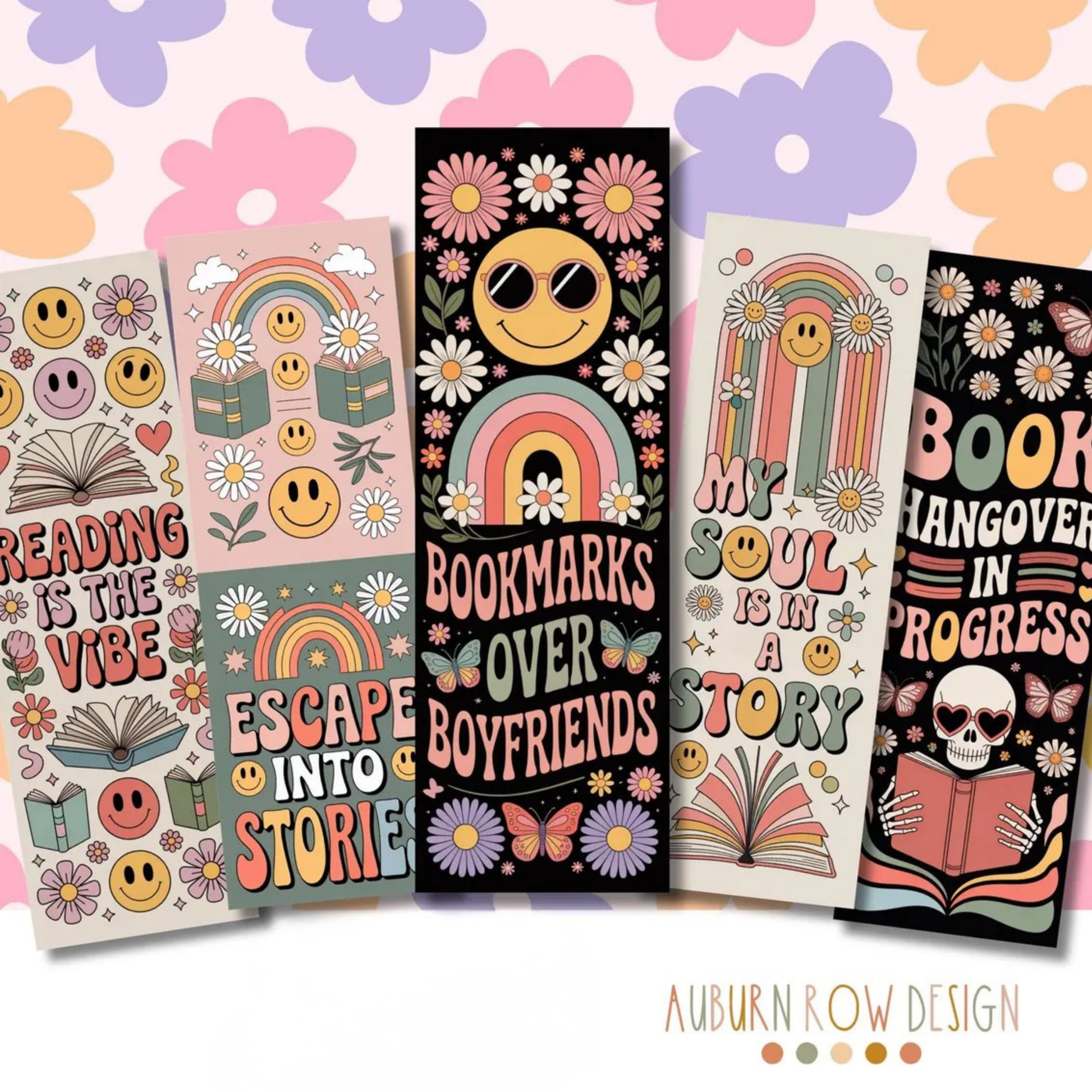Printable Retro Groovy Bookmarks