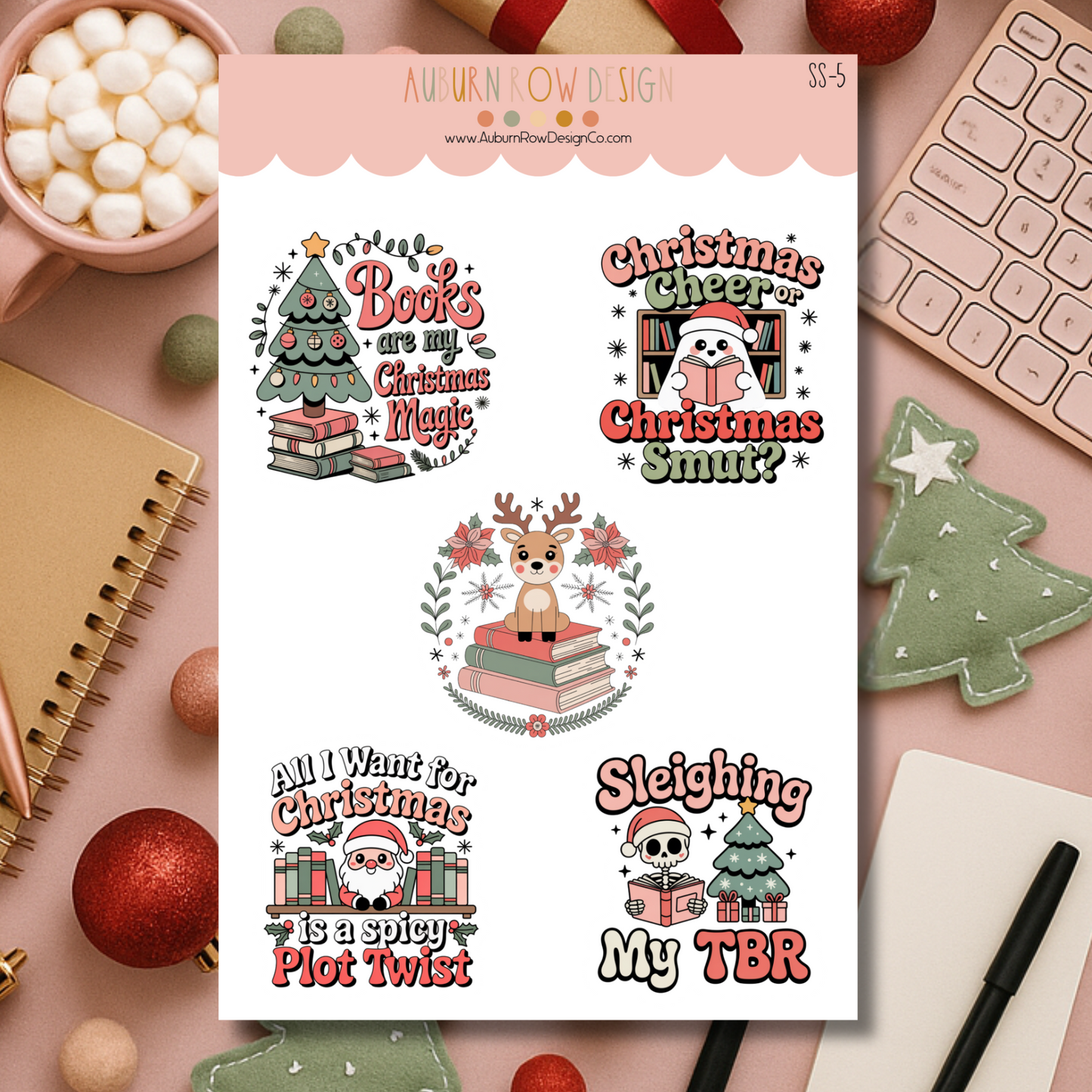 Bookish Christmas Sticker Sheet