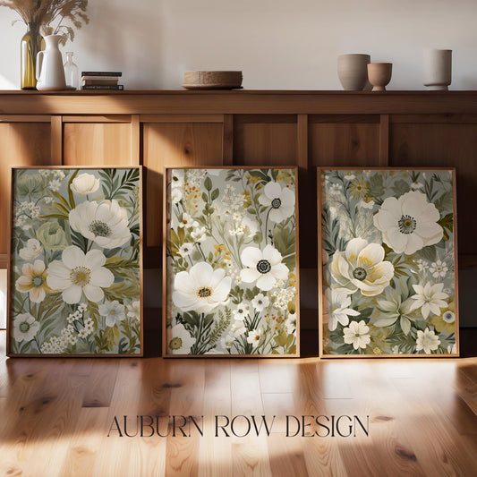 Sage Green Floral Printable Wall Art