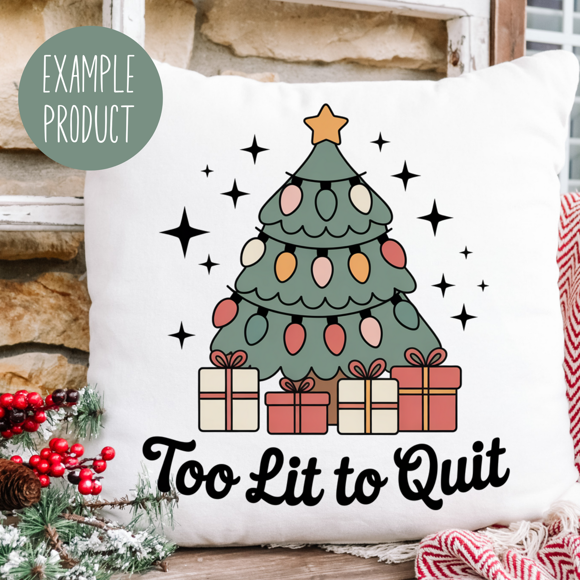 Festive Christmas Tree Cushion Cover, Holiday Throw Pillow, Decorative Sofa Accessory, Colorful Gift Design