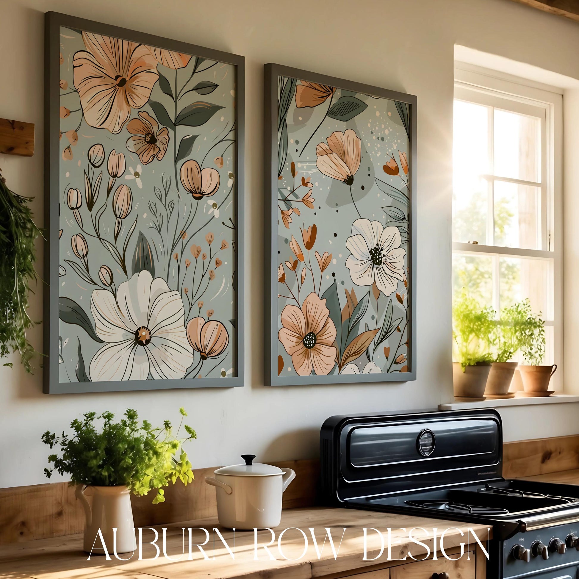 Floral Wall Art Prints, Botanical Poster Set, Modern Home Decor, Living Room Gallery, Large Canvas Flowers