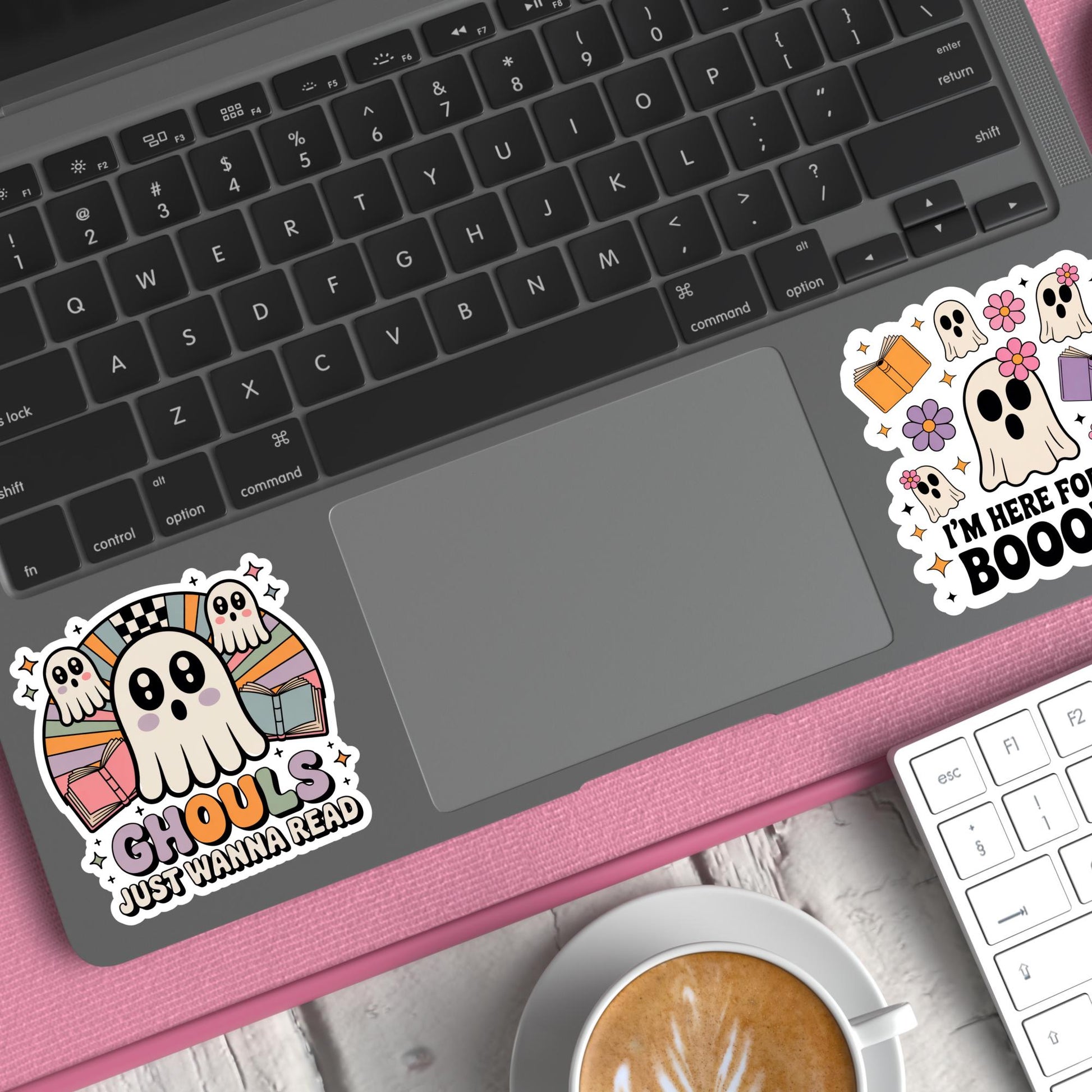 Cute Ghost and Dog Stickers, Halloween Theme, Laptop Decals, Waterproof Vinyl, Trendy Planner Accessories, Spooky Aesthetic