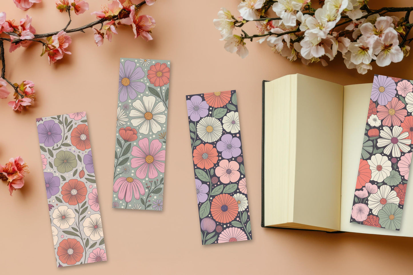 Floral Magnetic Bookmarks Set, Colorful Flower Design, Spring Blossoms Reading Accessories, Gift for Book Lovers