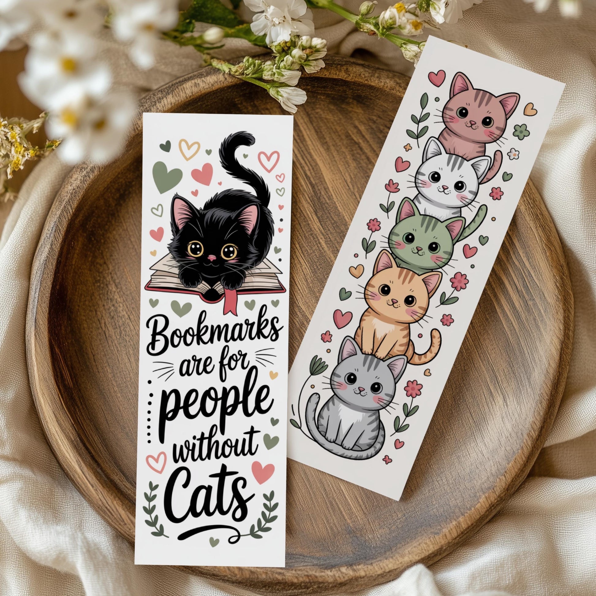 Cat Bookmark Set, Illustrated Kitten Bookmarks, Cute Animal Reading Accessories, Gift for Cat Lovers, Handmade Stationery, Pet Art Prints