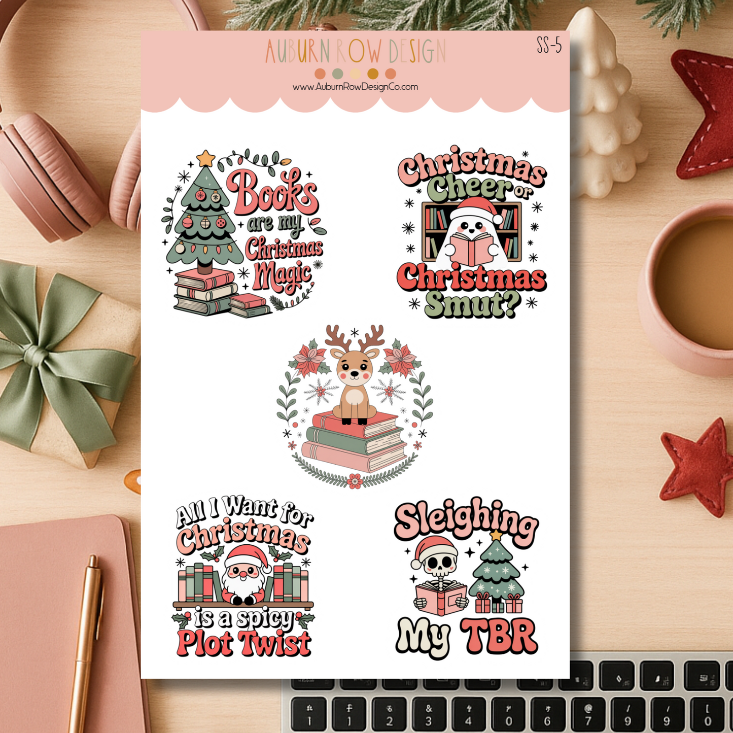 Bookish Christmas Sticker Sheet