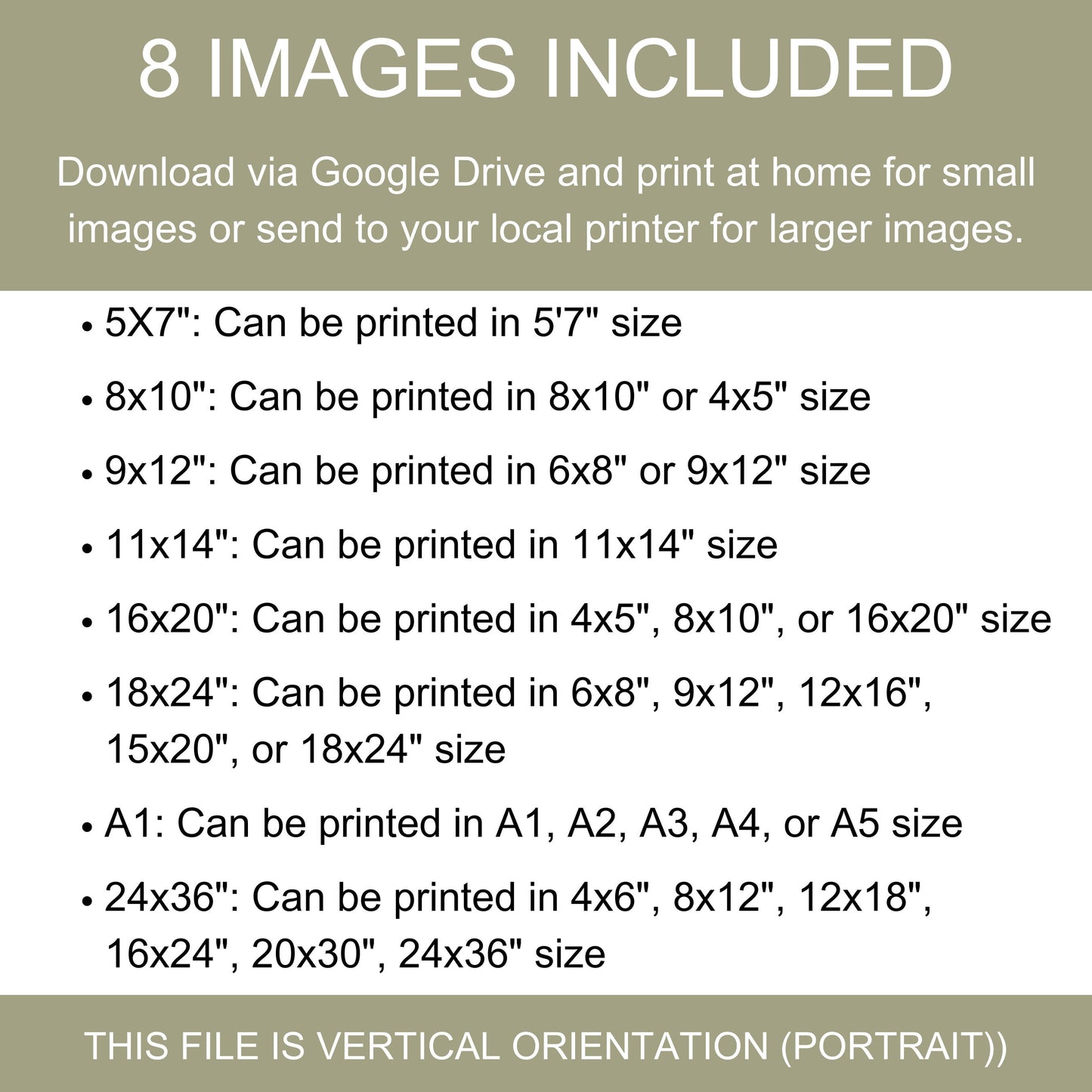Downloadable Art Print Sizes Guide, Digital Print Sizes Chart, Home Printer Image Guide, Instant Download PDF